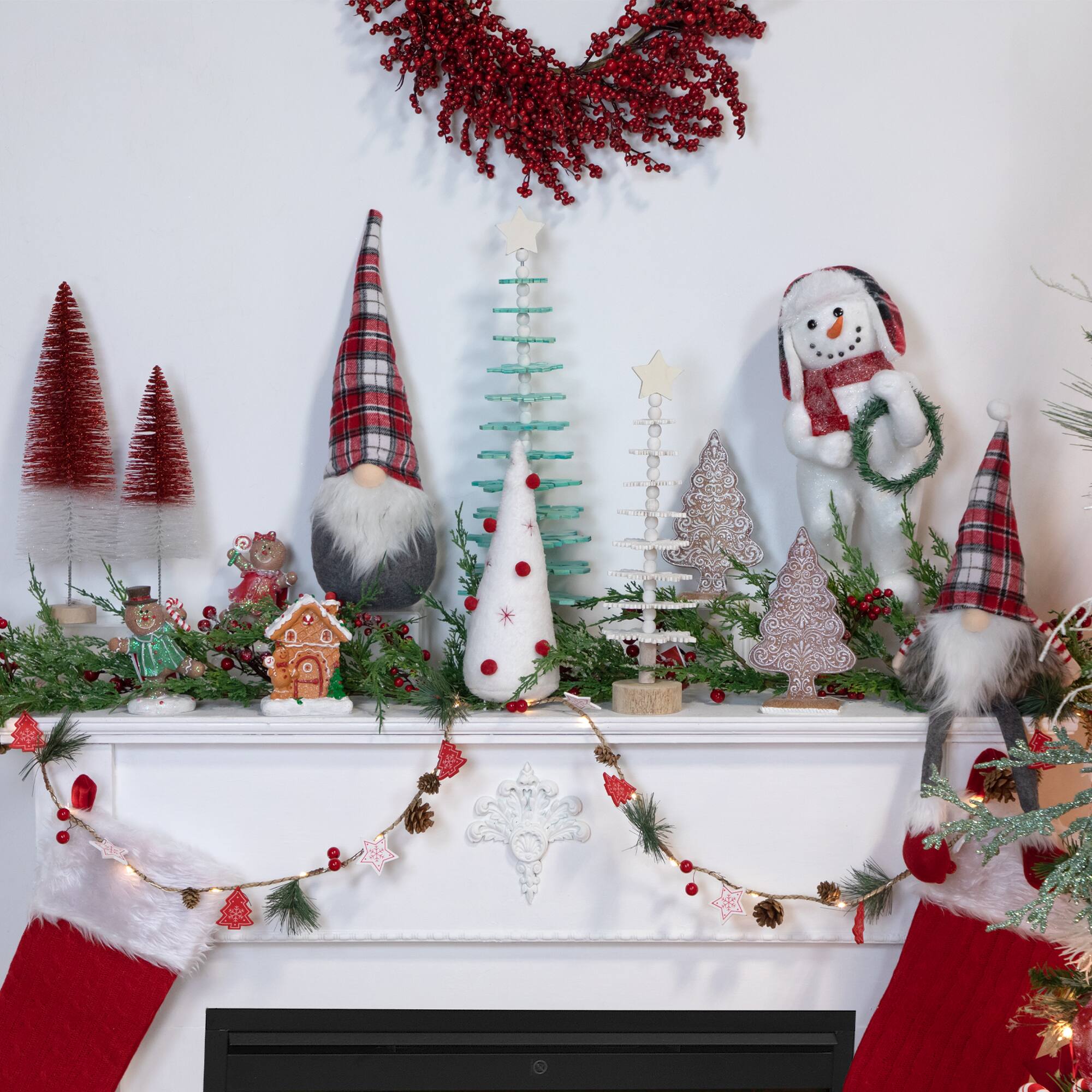 12" Red & White Glittered Bottlebrush Christmas Tree